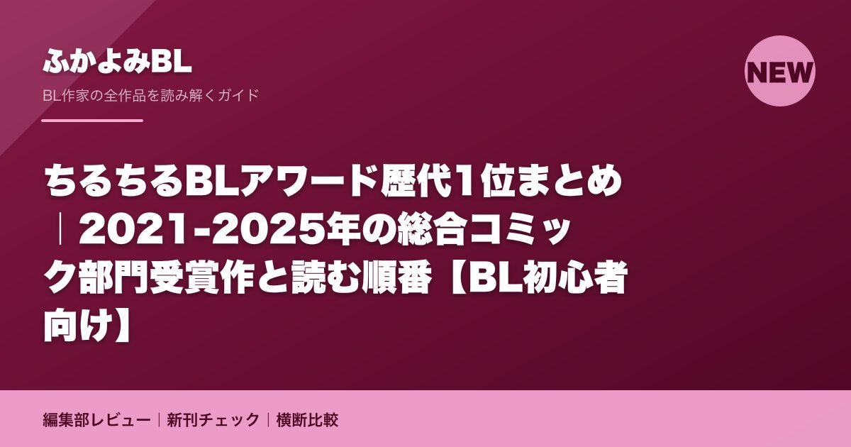 ちるちるBLアワード歴代1位まとめ|2021-2025年の総合コミック部門受賞作と読む順番【BL初心者向け】