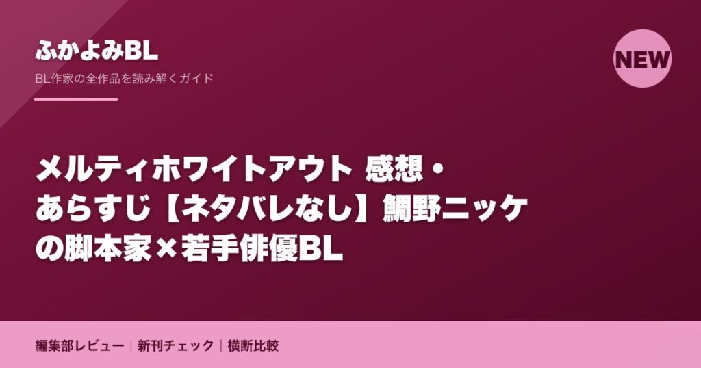 メルティホワイトアウト 感想・あらすじ【ネタバレなし】鯛野ニッケの脚本家×若手俳優BL